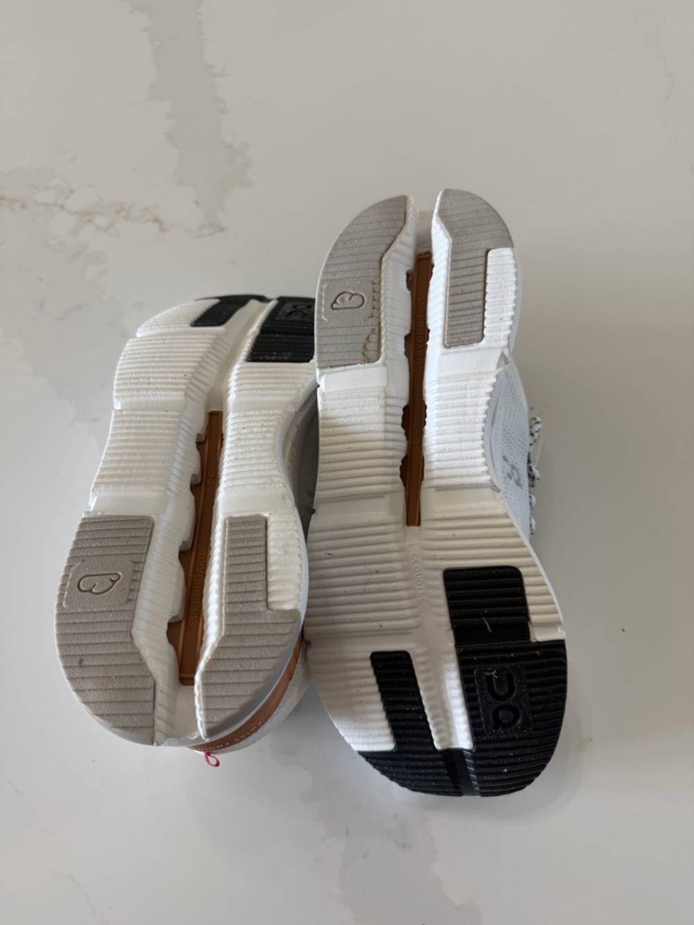 On Running White Sneakers with Copper Accents - Picture 5 of 5
